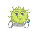 Mascot design of bacteria coccus showing waiting gesture