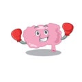 Mascot design of brain as a sporty boxing athlete