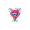 Mascot design concept of heart medical notification wearing Diving glasses