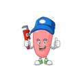 Mascot design concept of neisseria gonorhoeae work as smart Plumber