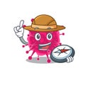 Mascot design concept of picornaviridae explorer with a compass