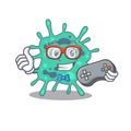Mascot design concept of shigella boydii gamer using controller Royalty Free Stock Photo