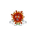 A mascot design of deadly coronvirus making a surprised gesture