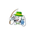 A mascot design of Fishing white joystick with 3 fishes