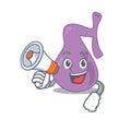Mascot design of gall bladder announcing new products on a megaphone Royalty Free Stock Photo