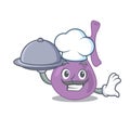 Mascot design of gall bladder chef serving food on tray