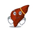 A mascot design of human cirrhosis liver having confident gesture