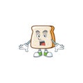 A mascot design of slice of bread making a surprised gesture