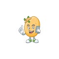Mascot design of sprouted potato tuber speaking on the phone Royalty Free Stock Photo