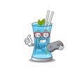 Mascot design style of blue hawai cocktail gamer playing with controller