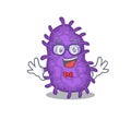 Mascot design style of geek bacteria bacilli with glasses