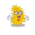 Mascot design style of geek bacteria spirilla with glasses