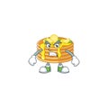 Mascot design style of lemon cream pancake with angry face