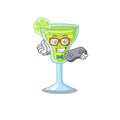 Mascot design style of margarita cocktail gamer playing with controller