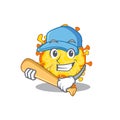 Mascot design style of minacovirus with baseball stick Royalty Free Stock Photo