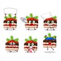 Mascot design style of slice of pudding cake christmas character as an attractive supporter