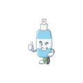 Mascot design style of spray hand sanitizer showing Thumbs up finger