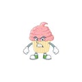 Mascot design style of strawberry cupcake with angry face