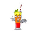 Mascot design style of tequila sunrise cocktail gamer playing with controller