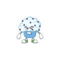 Mascot design style of vanilla blue cupcake with angry face