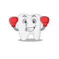 Mascot design of tooth as a sporty boxing athlete