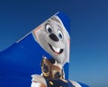 Mascot Edda Euromaus from Europa Park on a Eurowings plane