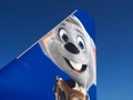 Mascot Edda Euromaus from Europa Park on a Eurowings plane