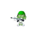 A mascot of endive as an Army with machine gun