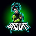 Mascot esport character logo gaming green jacket costume ninja modern . Logo gaming for team squad Royalty Free Stock Photo