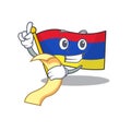 Mascot flag armenia with in holding bill character