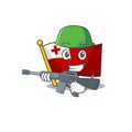 A mascot of flag tonga Scroll Army with machine gun