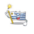 Mascot flag uruguay with in have an idea character