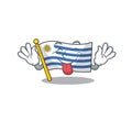 Mascot flag uruguay with in tongue out character