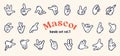 Mascot hand collection volume one. Vector set of twenty two different vintage elements. Cartoon hands of old 1920 to