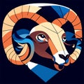 Mascot head of ram. Vector illustration isolated on black background. AI generated Royalty Free Stock Photo