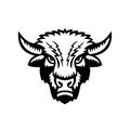 Bison or American Buffalo Head Front View Sports Mascot Black and White