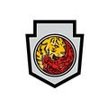 Dragon and Tiger in Yin Yang Symbol Crest Mascot Royalty Free Stock Photo