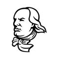 Head of Benjamin Franklin Mascot Black and White Royalty Free Stock Photo