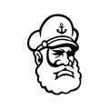 Sea Captain Old Sea Dog or Skipper Mascot Black and White