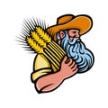 Wheat Grain Farmer With Beard Mascot