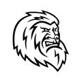 Yeti or Abominable Snowman Head Mascot Black and White Royalty Free Stock Photo