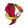 Red Chili Pepper Baseball Mascot