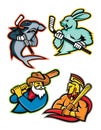 Baseball and Ice Hockey Team Mascots Collection Royalty Free Stock Photo