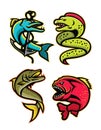 Ferocious Fishes Sports Mascot Collection Royalty Free Stock Photo