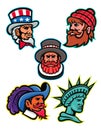 American and British Mascots Collection Royalty Free Stock Photo