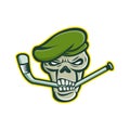 Green Beret Skull Ice Hockey Mascot