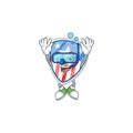 A mascot icon of shield badges USA with star wearing Diving glasses Royalty Free Stock Photo