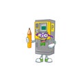 A mascot icon of Student parking ticket machine character holding pencil Royalty Free Stock Photo
