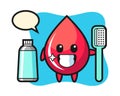 Mascot illustration of blood drop with a toothbrush Royalty Free Stock Photo