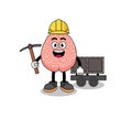 Mascot Illustration of brain miner